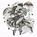 dance between the raindrops falling tattoo design idea