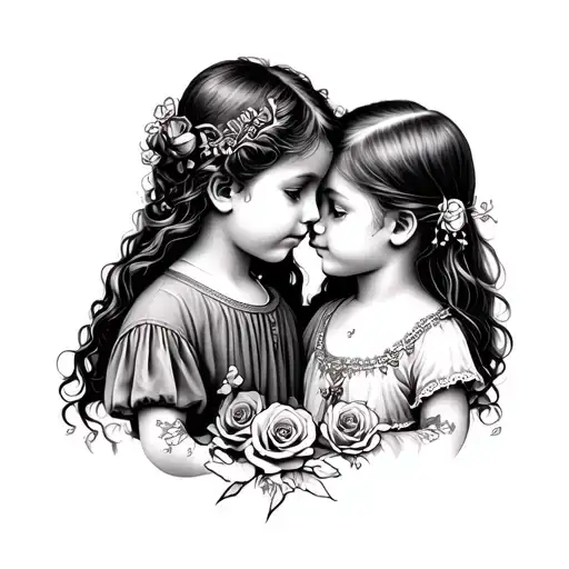 death of two children memorial traditional style tattoo boy girl  tattoo design idea
