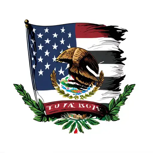 Mexican And American Flag tattoo design idea