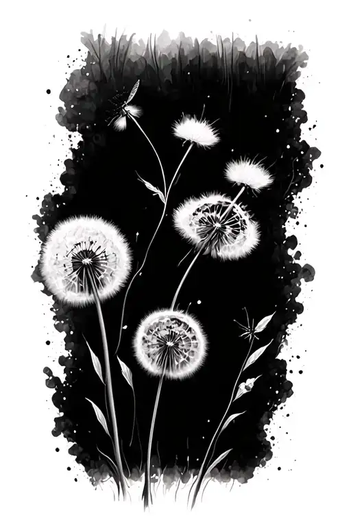 dandelion and firefly tattoo design idea