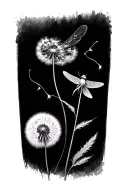 dandelion and firefly tattoo design idea