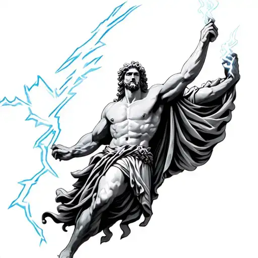 Zeus holding a lightning bolt tattoo design idea