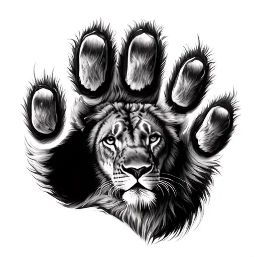 A lioness' paw and a lion cub's paw print tattoo design idea