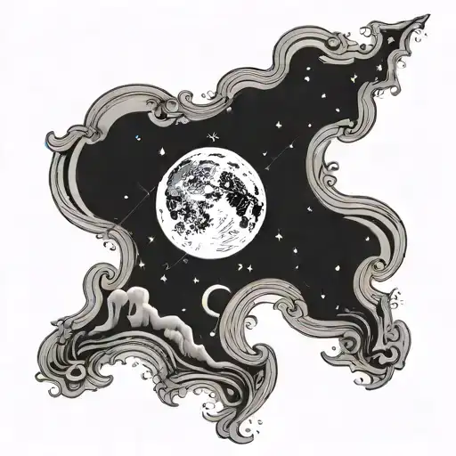 I was born on 01 01 2001 I want my moon which corresponds to my date carried by the atlas man and surrounded by the star of capri tattoo design idea