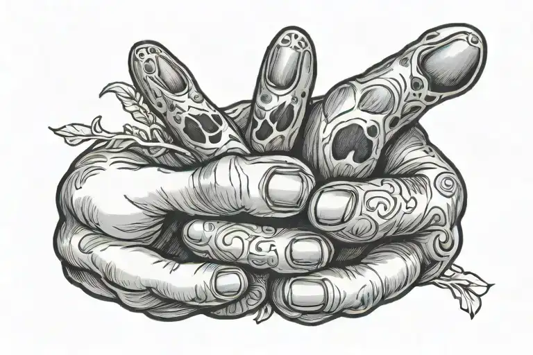 paw in hand holding tattoo design idea