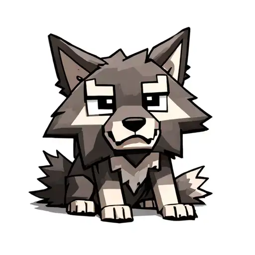 cute happy Minecraft wolf sitting tattoo design idea
