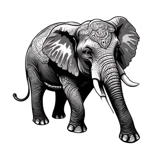 elephant adorned tattoo design idea