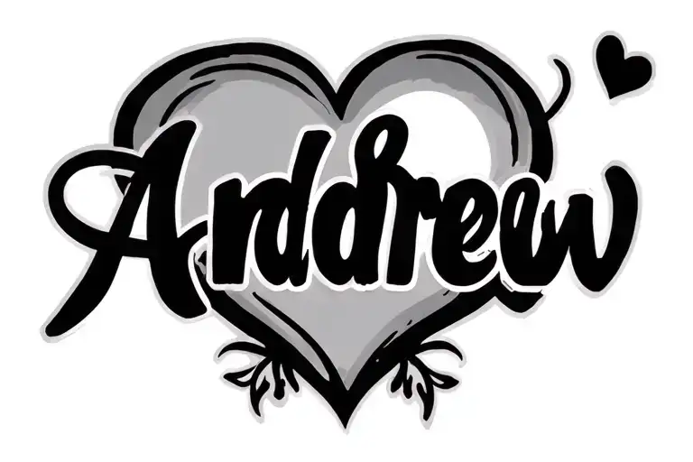 "Andrew" heart symbolizing love tattoo design idea