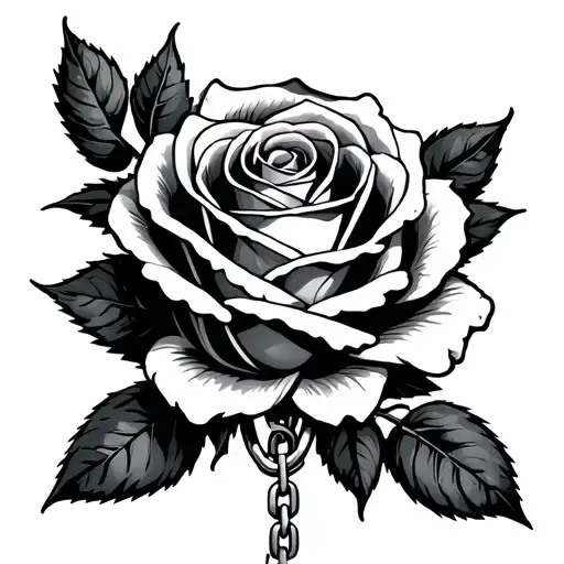 rose and chain wrapped tattoo design idea