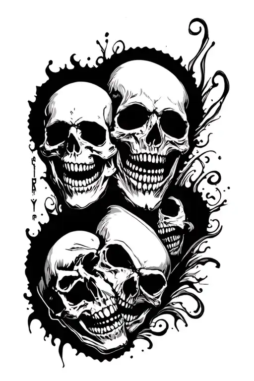skulls laugh now cry later tattoo design idea
