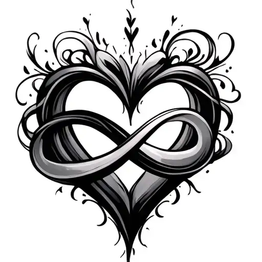 double heart with infinity symbol intertwined tattoo design idea