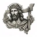 Jesus Christ and Croatia intertwined with delicate tattoo design idea