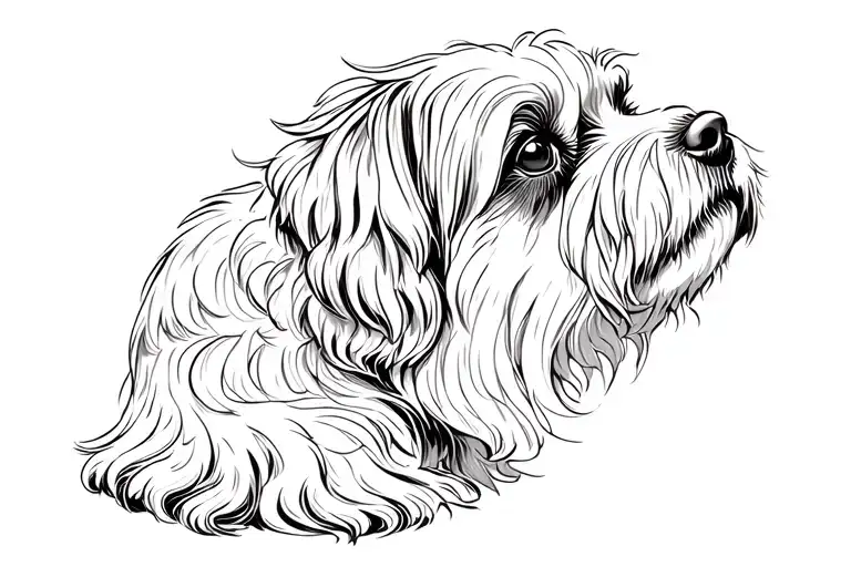 Lhaso apso woodcut style tattoo design idea