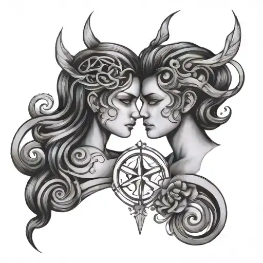 gemini zodiac sign tattoo design idea