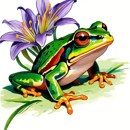 tree frog with purple Lilys  tattoo design idea