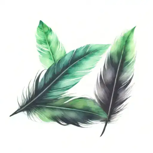 black feather with green highlights  tattoo design idea