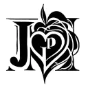 heart with J AND p initials intertwined tattoo design idea
