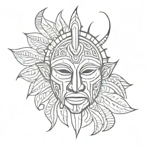 African tribal mask tattoo design idea