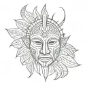 African tribal mask tattoo design idea