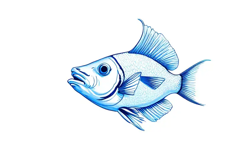 blue tang side profile tattoo design idea