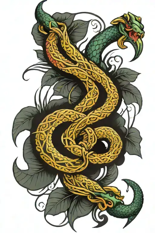 Ukrainian trident and snake wrapped tattoo design idea
