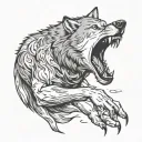 Wolf biting a hand tattoo design idea