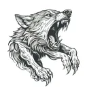 Wolf biting a hand tattoo design idea