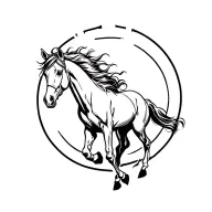 wounded horse galloping tattoo design idea