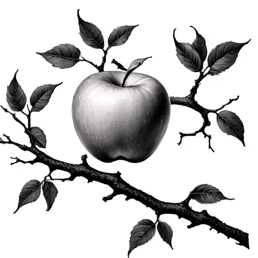 tree with branches and 1 apple tattoo design idea