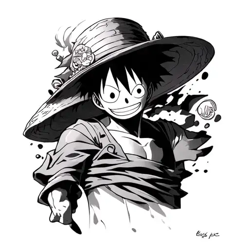 One Piece, more shadow of Luffy Gear 5 tattoo design idea