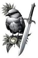 kiwi bird and sword tattoo design idea