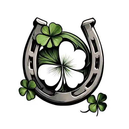 four leaf clover inside of horseshoe tattoo design idea