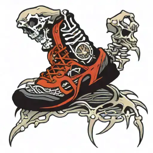 fractured running skeleton foot tattoo design idea