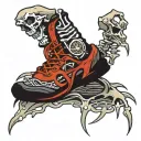 fractured running skeleton foot tattoo design idea