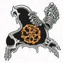 fractured running skeleton foot tattoo design idea