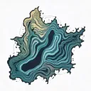 top down island topography map tattoo design idea
