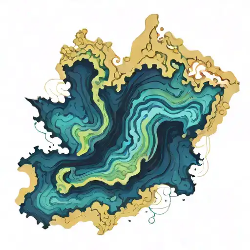 top down island topography map tattoo design idea
