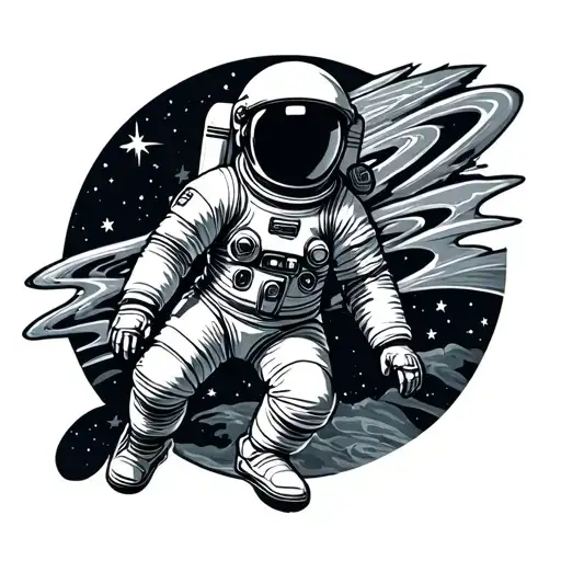 Houston Texas with astronaut floating in space tattoo design idea