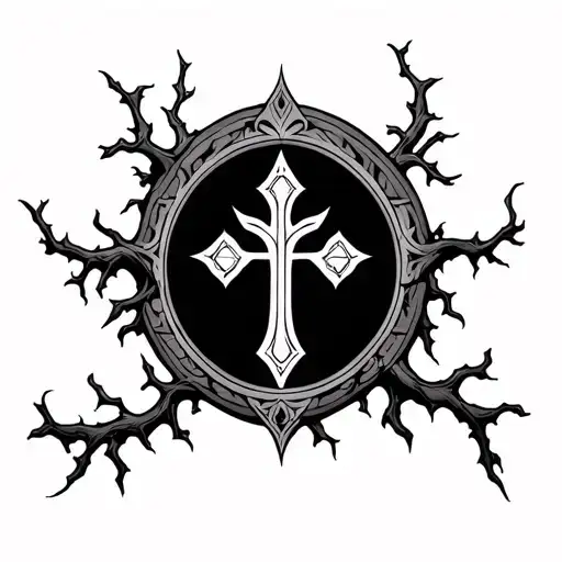 sigil church tree branch tattoo design idea