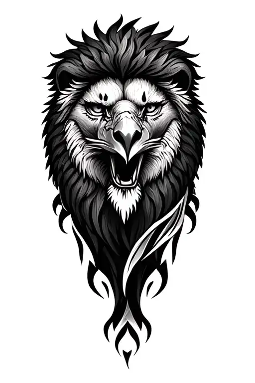 eagle and lion face tattoo design idea