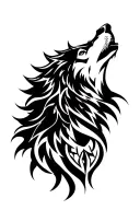 wolf howling tattoo design idea