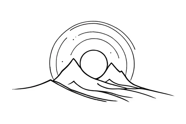 wave mountain sun tattoo tattoo design idea