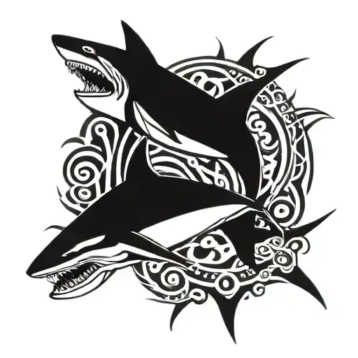 Polynesian shark tattoo design idea