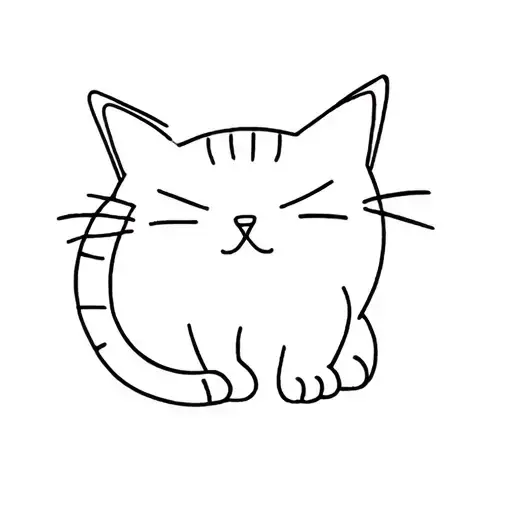 cat with white brush as tail tattoo design idea