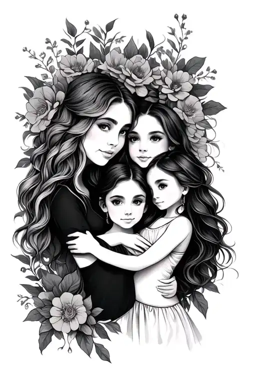 Mother And 2 Daughters tattoo design idea