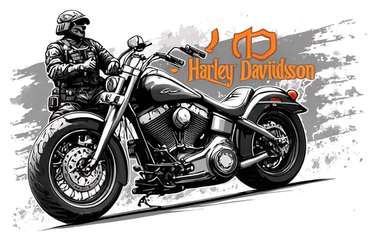 Harley Davidson army soldier standing tattoo design idea