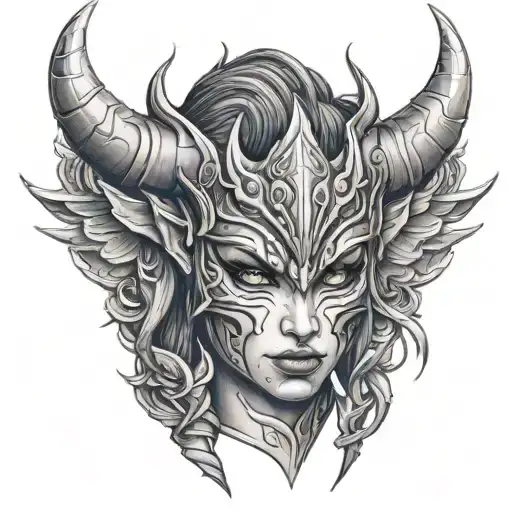 Female Demon Warrior tattoo design idea