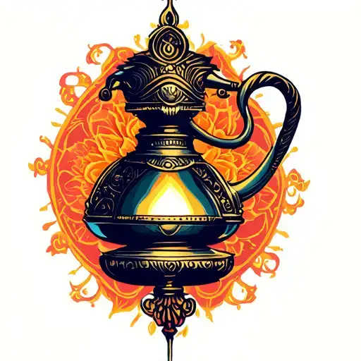 genie lamp tattoo design idea