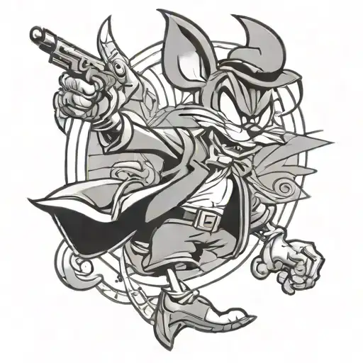looney tunes crime caracter tattoo design idea