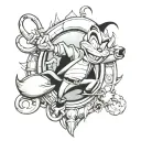looney tunes crime caracter tattoo design idea